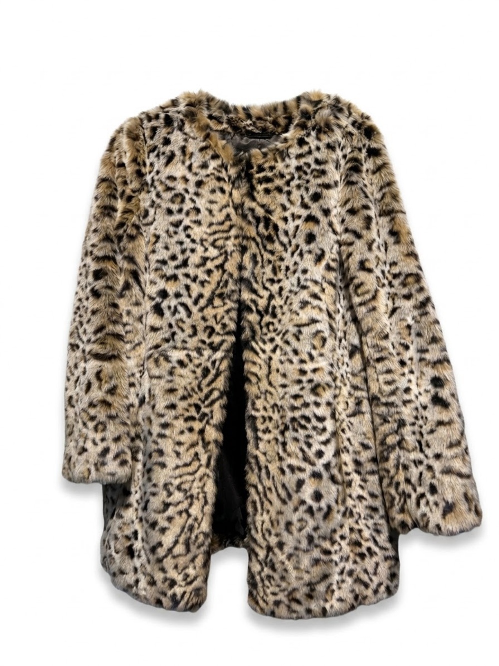 Steve Madden Leopard-Print Faux Fur Cape Coat in Tan and Black